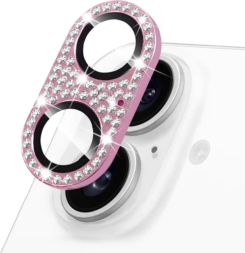 Vista 61 de Protector de lente de cámara para iPhone 13 & iPhone 13 Mini, brillante con diamantes de imitación 3D con purpurina, cubierta de cámara de vidrio