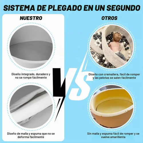 Vista 2 de Piscina de bolas de espuma para niños pequeños, niños y niñas, CALEPTONG 47.2"x 13.8" Piscinas de bolas para bebés súper grandes con esponja