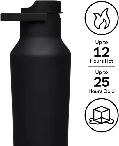 Vista 3 de Corkcicle Sport Canteen Botella de agua aislada de acero inoxidable para viajes y gimnasio, triple aislamiento, a prueba de fugas, mango plegable