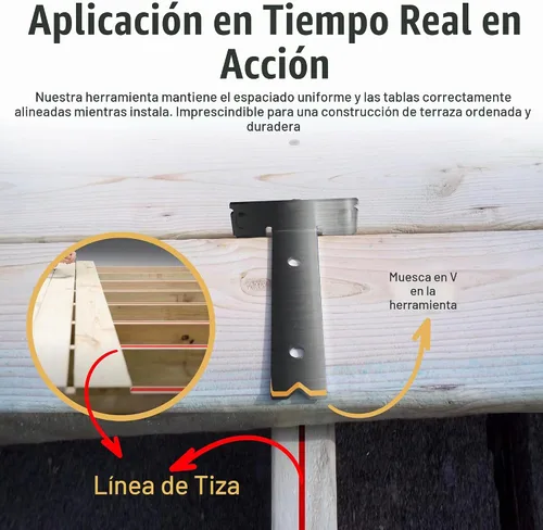 Vista 5 de Herramienta de separación y fijación de cubiertas de acero, paquete de 2 para uso con tablas de cubierta de 5-1/2 pulgadas, funciona para madera