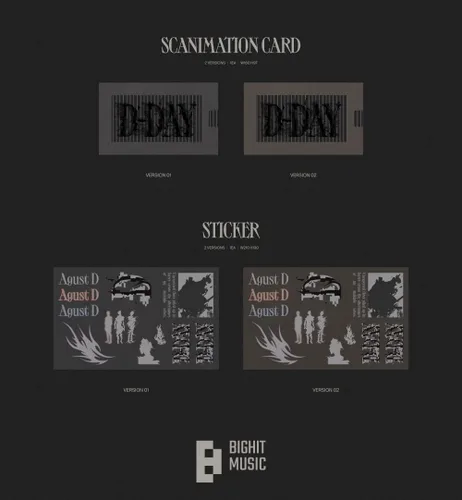 Vista 6 de BTS SUGA Agust D D-DAY 1st Album Contents+Photobook+Poster on pack+Photocard+Tracking Sealed (Full SET(01+02+Weverse Album))