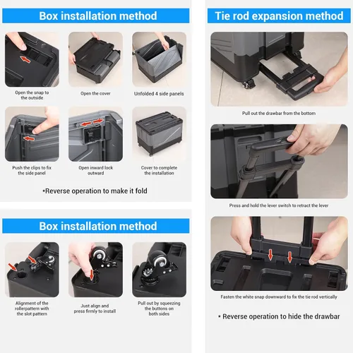 Vista 6 de XCBYT Contenedores de almacenamiento con ruedas – Carros rodantes con ruedas para organizadores de clóset y almacenamiento plegable para profesores