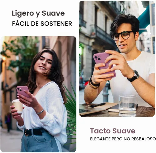 Vista 2 de FireNova Funda diseñada para iPhone 15, funda de silicona mejorada [protección de cámara] con [2 protectores de pantalla], forro interior de Lila