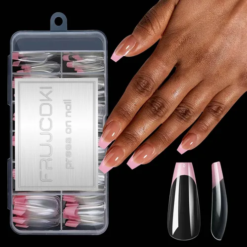 Vista 9 de Puntas de uñas medianas de almendra, 120 piezas de gel acrílico francés preformado, de cobertura completa, uñas postizas a presión para extensión