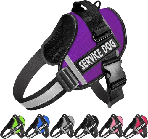 Vista 11 de JSXD - Arnés para perro, sin tirones, con asa ajustable, para exteriores, chaleco de nailon reflectante 3M, fácil control del perro, para razas Negro