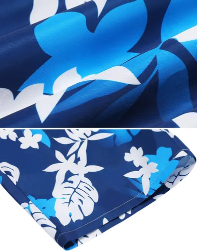 Vista 4 de Daupanzees Shorts de baño para hombre con cordón y cintura elástica con bolsillos