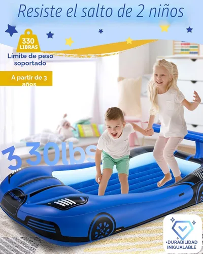 Vista 4 de CHERIMOR Cama inflable de viaje para niños pequeños con parachoques de seguridad y bomba de inflado automático de 2 minutos, colchón de aire