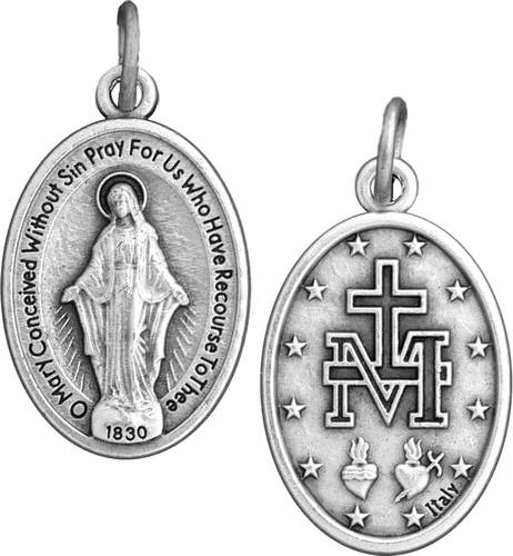 Vista 2 de Miraculous Medals Bulk Pack (Regular 1 inch) Silver-Plated Medals Made in Italy - Catholic Gifts for Evangelization