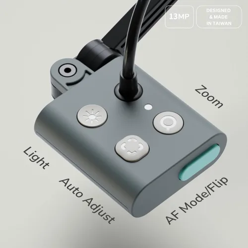 Vista 3 de OKIOCAM S2 Pro - Cámara de documentos USB de 13 MP, luz y micrófono integrados, puntero inteligente OKIOPoint, para PC Mac Chromebook, cámara