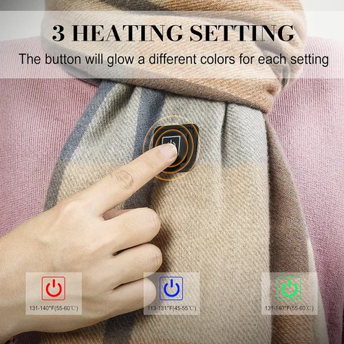 Vista 2 de EN'DA professional Bufanda térmica para mujer recargable con batería, 3 niveles de control de temperatura, bufanda eléctrica de invierno, diseño