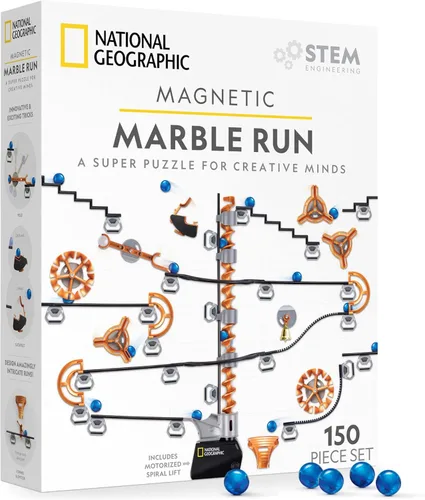Vista 10 de National Geographic Magnetic Marble Run - Juego de construcción STEM de 75 piezas para niños y adultos con pista magnética, piezas de truco
