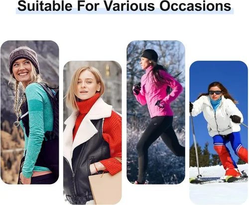 Vista 6 de Gorro de punto con forro polar para mujer, con visera y visera para invierno, para clima frío