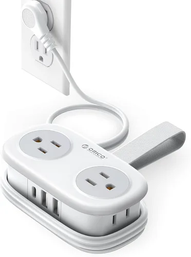 Vista 11 de Regleta de alimentación de viaje, ORICO 4 tomas de corriente 3 puertos USB (1 USB C) con cable de extensión corto envuelto de 4 pies, regleta