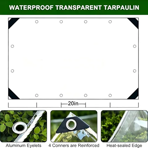 Vista 5 de Lona transparente de 4 x 7 pies de grosor, resistente e impermeable, vinilo