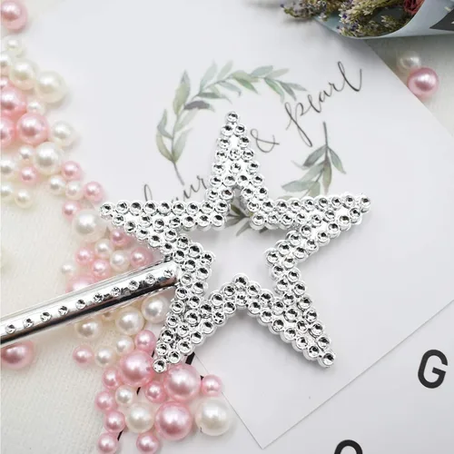 Vista 5 de UOUYOO Silver 13 Inches Star Wand Princess Fairy Plating Silver Star Wands for Halloween