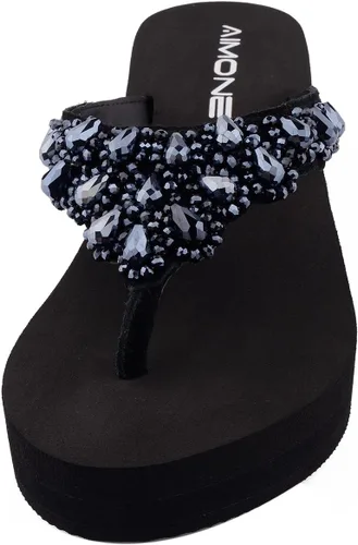 Vista 2 de AIMONE Printemps - Tangas de tacón medio con diamantes de imitación para mujer