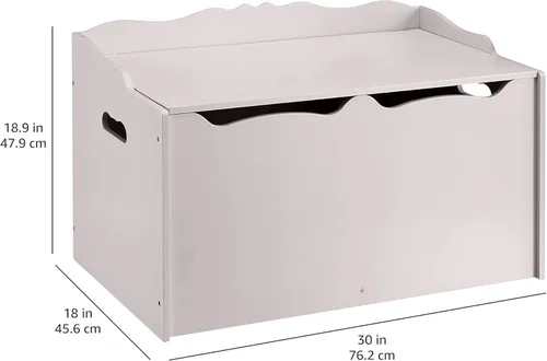 Vista 7 de Amazon Basics Caja de juguetes para niños, baúl organizador de madera, gris, 30 x 18 x 19 pulgadas
