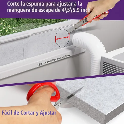 Vista 8 de Mxclimate Paneles de espuma aislados para kit de ventilación portátil de ventana de CA, paneles de sellado de aislamiento de aire acondicionado