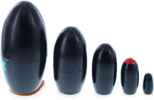 Vista 5 de BestPysanky Juego de 5 muñecas de madera de pingüinos de 5 pulgadas