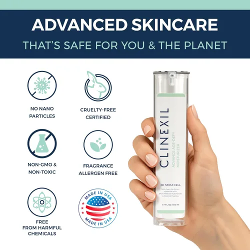 Vista 4 de Advanced Age-Defy Moisturizer - 1.7 onzas líquidas Suero de células madre para cara con ácido hialurónico multicular, péptidos dobles y colágeno