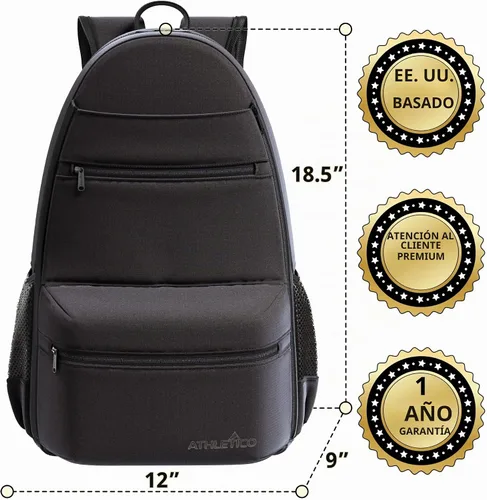 Vista 5 de Athletico Athletico City Bolsa de Tenis Negro