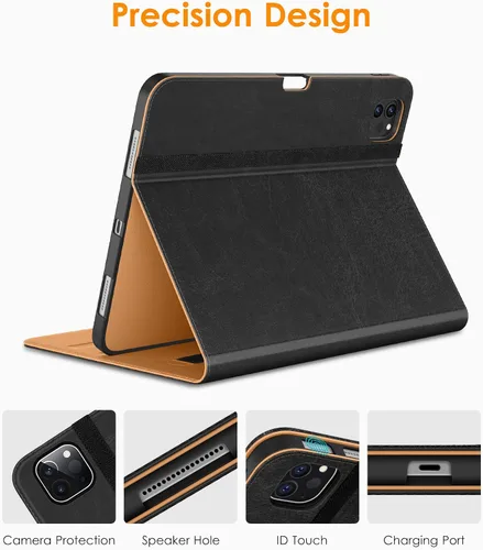 Vista 3 de DTTO para iPad Pro 12.9 6ª / 5ª / 4ª / 3ª generación Funda 2022/2021/2020/2018, Funda de cuero premium tipo folio con soporte integrado