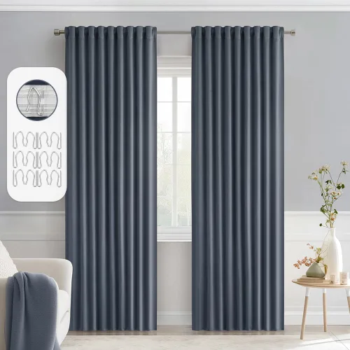 Vista 99 de MIULEE Cortinas opacas con pestaña trasera de 63 pulgadas de largo, juego de 2 paneles para sala de estar, dormitorio, privacidad, bolsillo