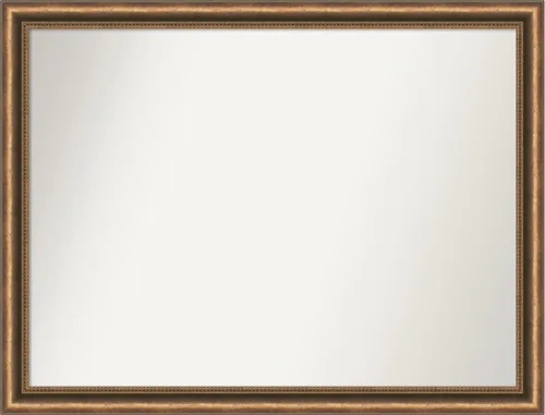 Vista 143 de Amanti Art Espejo de baño de bronce para sobre fregadero, 24 x 24 pulgadas, espejo de tocador cuadrado estrecho de bronce Manhattan, marco de madera