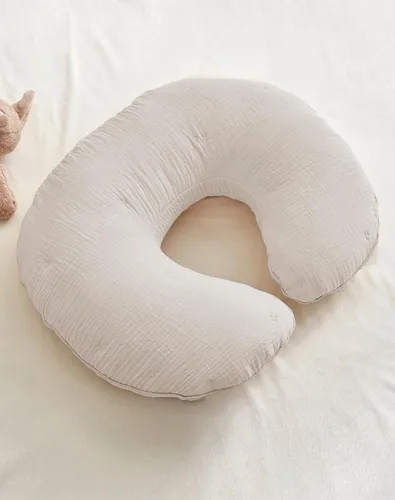 Vista 3 de Fundas de almohada de lactancia, funda de muselina para almohadas de lactancia, cómodas para bebés niñas y niños (beige)