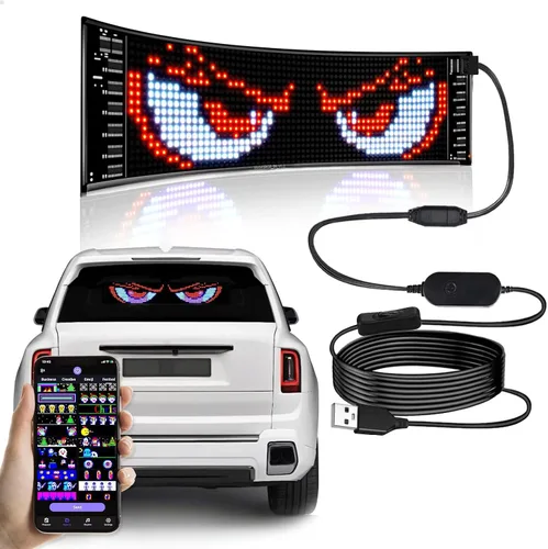 Vista 10 de GOTUS - Letreros LED para Coche, Letrero LED Flexible Programable, Control por Aplicación Bluetooth, Texto Personalizado, Patrones, Animaciones