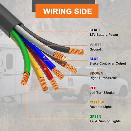 Vista 5 de Gilardino Enchufe de remolque de 7 vías, arnés de cableado de remolque de 7 pines, cable adaptador de remolque de 7 cables de 8 pies para RV