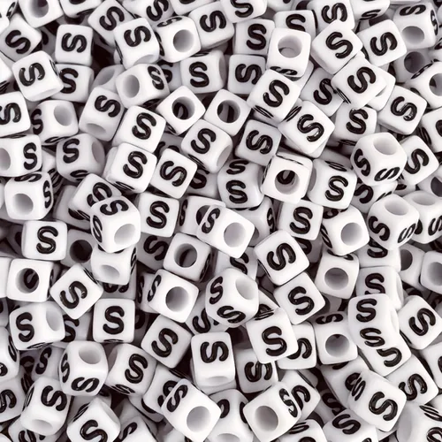Vista 13 de Looconi 800 cuentas de letras negras cuadradas de 0.236 in de acrílico para hacer joyas DIY collar pulsera