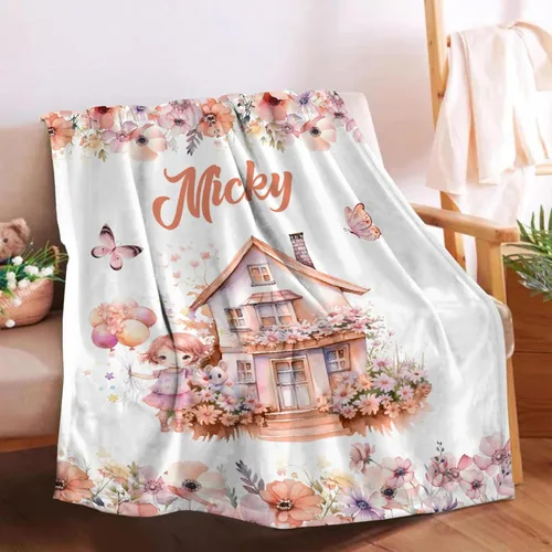 Vista 46 de Manta de bebé personalizada para niñas y niños pequeños, recién nacidos, regalos personalizados de vaca floral con nombre y texto, 40 x 30 pulgadas