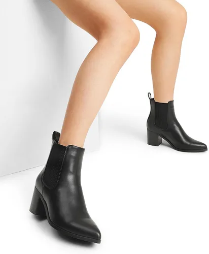 Vista 6 de DREAM PAIRS Botines Chelsea elásticos retro para mujer, a la moda, tacón bajo y grueso, puntera puntiaguda, botines de tacón de otoño