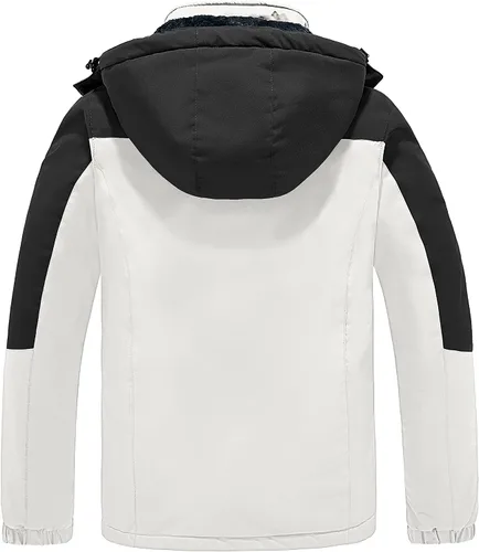 Vista 2 de Skieer Chaqueta de esquí impermeable para hombre, abrigo de snowboard de invierno con capucha, impermeable a prueba de viento