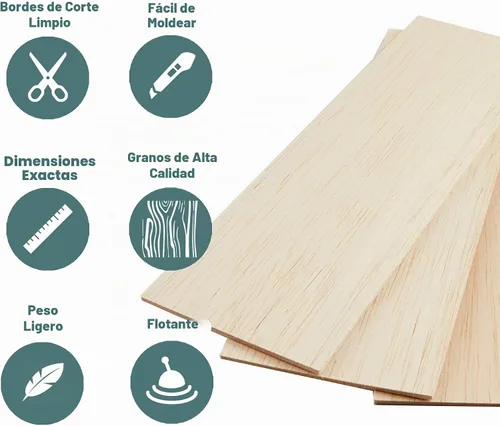 Vista 6 de CRAFTIFF Hojas de madera de balsa piezas de madera finas sin terminar para manualidades de 1/16 de grosor, 12 x 4 pulgadas, paquete de 6