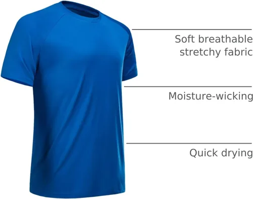Vista 42 de Camisetas de entrenamiento para hombre, de manga corta, de secado rápido, atlético, gimnasio, activo, absorbe la humedad