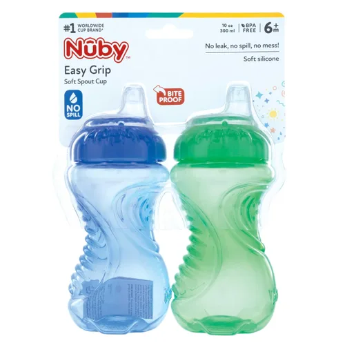 Vista 6 de Nuby - Taza de entrenamiento de 2 piezas, sin derrames y de fácil agarre, 300 ml (10 oz. liq.)