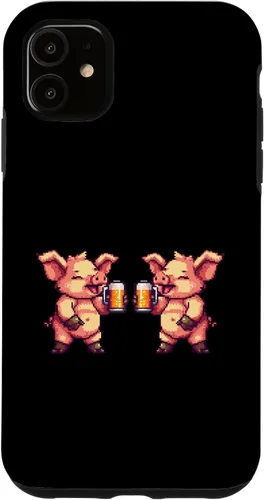 Vista 5 de iPhone 15 Pig Beer Party Team Comic Gamer Crew Case