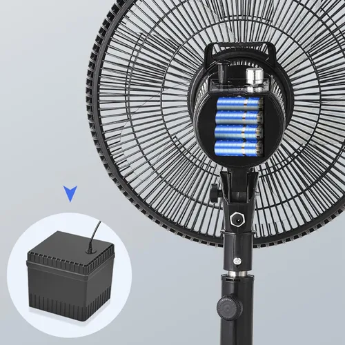 Vista 5 de Ventilador de piso solar portátil, ventilador de pedestal oscilante recargable con panel solar, batería de 15600 mAh, dos métodos de carga