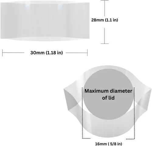Vista 2 de Banda retráctil perforada transparente de 1.181 x 1.102 in para botellas de unicornio, botellas pequeñas con gotero, frascos pequeños y muchos otros