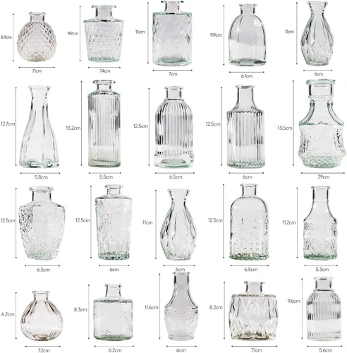 Vista 2 de Juego de 40 Piezas de Floreros Pequeños, Floreros para Centros de Mesa, Lindos Floreros de Cristal Pequeños al Por Mayor, Floreros Pequeños