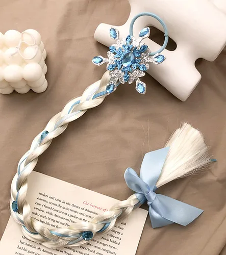 Vista 3 de Sheliky Pelucas de vestir de princesa, peluca larga trenzada con diadema para niñas, cosplay, accesorio de disfraz de princesa, 2 piezas (01)