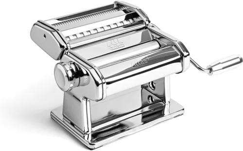 Vista 5 de Marcato Hecho en Italia Atlas+Máquina de pasta, negro. Rodillos de acero cromado y aluminio, doble cortador para lasaña, fettuccine y espagueti