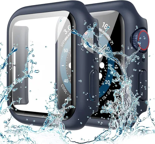 Vista 23 de Goton - Funda impermeable para Apple Watch 38 mm Series 3 2 1, protector de pantalla de vidrio templado, protección completa de policarbonato duro