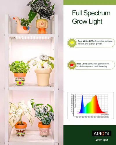 Vista 6 de Luz de cultivo para plantas de interior, luz regulable para plantas, 6/12/16H, tira de luces LED de crecimiento de espectro completo, paneles de luz