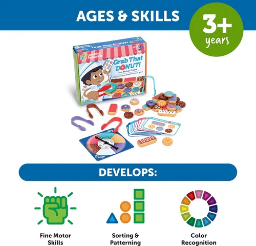 Vista 5 de Learning Resources Juego de motricidad fina para niños pequeños, juguetes de panadería, juegos de mesa, clasificación de colores, regalos para niños