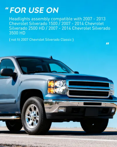Vista 3 de Nilight Conjunto de faros para 2007 2008 2009 2010 2011 2012 2013 Silverado 1500 2007-2014 Silverado 2500HD 3500HD Faros de repuesto Carcasa negra