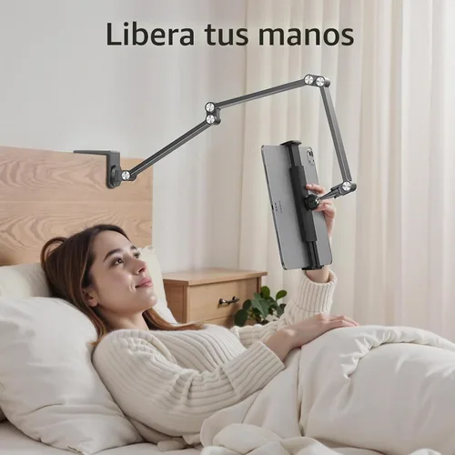 Vista 4 de LULULOOK Soporte para tablet iPad para escritorio, aluminio resistente giratorio de 360° y soporte plegable para Kindle para cama, soporte para iPad