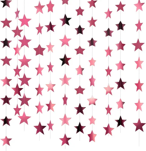 Vista 38 de Patelai Guirnalda de estrellas con purpurina 2026, decoración de graduación de 130 pies, pancarta colgante de estrella para fiesta, cumpleaños